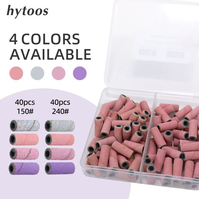 HYTOOS Mini-Schleifband-Set für elektrische Nagelfeilen, 80 Stück, 2 Körnungen - Bild 1
