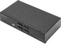 Digitus KVM-Umschalter 4x1 DisplayPort mit USB und 4K UHD Unterstützung, Schwarz - Bild 1