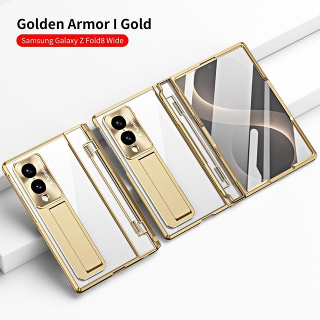 Loobival Schutzhülle für Samsung Galaxy Z Fold 8 und Galaxy Z Fold3 5G, transparente Rüstungshülle mit Gold-Akzenten, kabelloses Laden möglich - Bild 1
