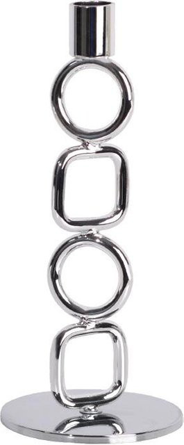 Moderner Kerzenständer aus Metall in Silber für die Tischdekoration, B/T/H: 10,0 x 10,0 x 24,0 cm - Bild 1