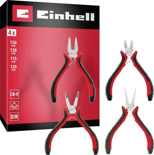 Einhell 4-teiliges Feinmechaniker-Zangen-Set aus Chrome Vanadium in Rot - Bild 2