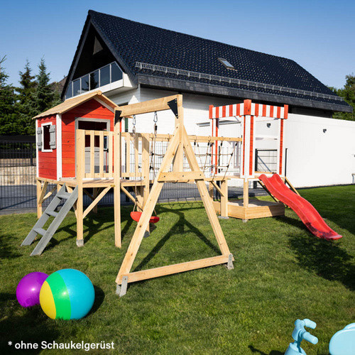 HOME DELUXE Spielpark WUNDERLAND Kinderspielanlage mit Rutsche in Rot und Braun, B/T: 555 x 340 cm - Bild 2