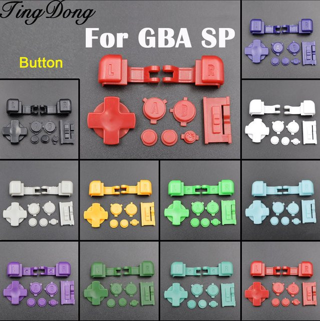 TingDong Ersatz-Tasten Set für GBA SP Konsole in Purple inklusive A B L R D-Pad Select Start Power On/Off und Lautstärketasten - Bild 1