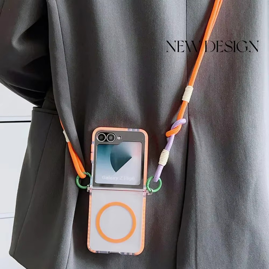 Transparente MagSafe Magnetische Crossbody Lanyard Schutzhülle für Samsung Galaxy Z Flip 6 5 4 3 5G - Bild 2