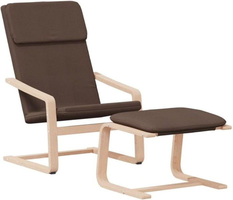 vidaxl Relaxsessel mit Hocker in Braun aus Stoff und Holz im modernen Design - Bild 1