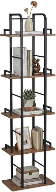 Relaxdays Standregal aus MDF und Eisen in Hellgrau mit 5 Ebenen, Höhe: 143 cm, Breite: 38 cm, Tiefe: 24 cm - Bild 1