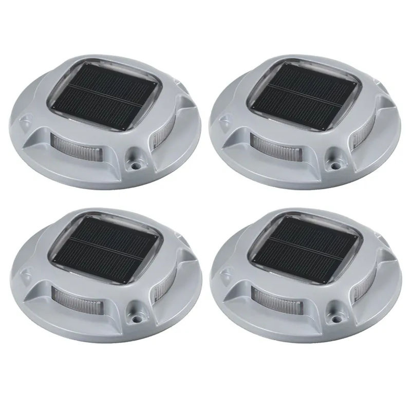 TOMTOP JMS 4er Set Solar Bodenleuchten mit 8 LEDs, IP68 Wasserdicht, Silber, Aluminiumlegierung für Außenbereich und Auffahrt - Bild 12