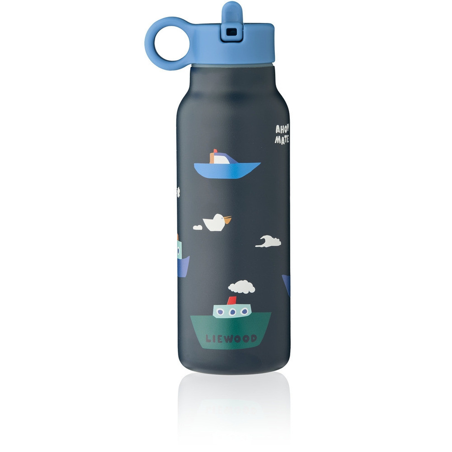 Liewood Falk Wasserflasche aus Edelstahl mit Strohhalm, Blau, 350 ml - Bild 1