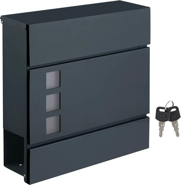 Songmics Briefkasten mit Schloss in Grau Anthrazit B/T/H: 37 x 10,5 x 36 cm - Bild 1