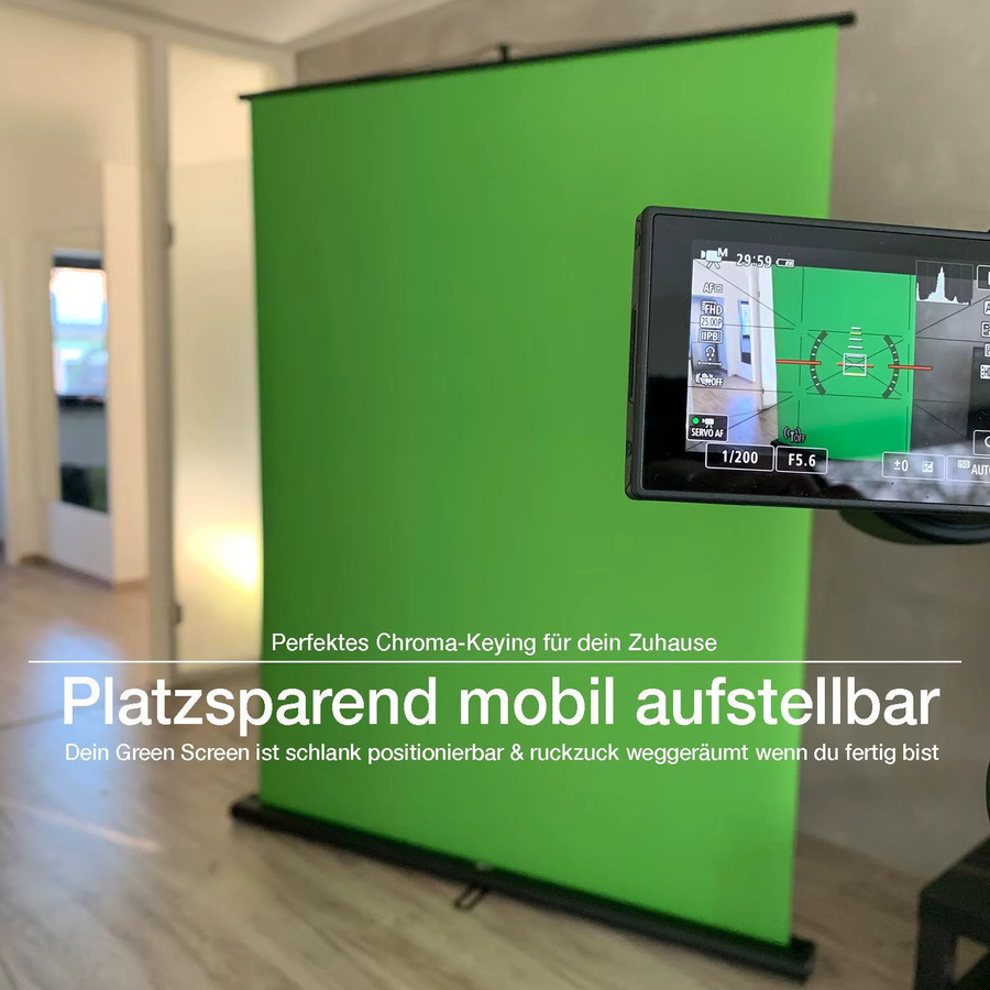 Pop Up Green Screen Fotohintergrund Chroma Key für Streaming, Gaming und Video Studio, knitterfrei und faltbar, B x H: 150 x 200 cm - Bild 2