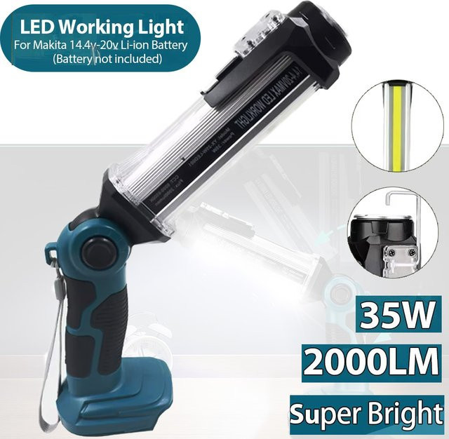 Makita LED-Arbeitsleuchte in Blau mit 35 W, tragbarer Flutlicht-Scheinwerfer für 18 V Li-Ionen-Akkus und USB-Anschluss - Bild 1