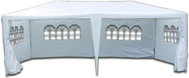 VCM Pavillon Weiß mit Seitenteilen und Stahlgestell B/T/H: 600 x 300 x 197 cm - Bild 1