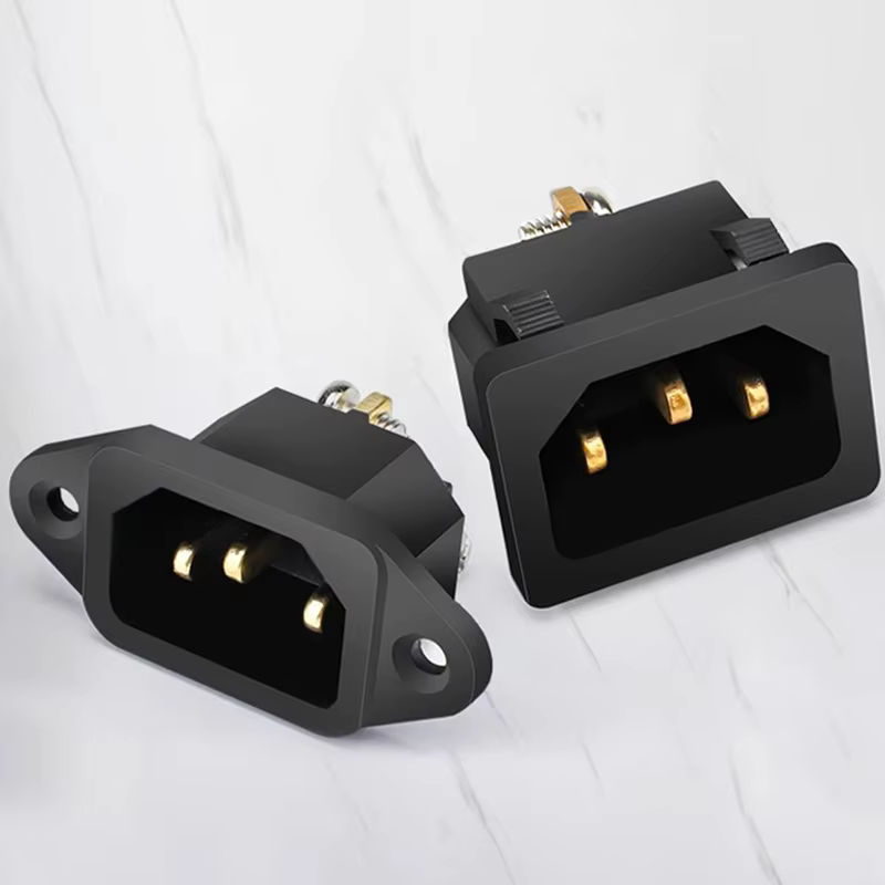 C13 C14 Steckdose für Computermontage, 3-polig, IEC320, mit LED-Wippschalter, Messing, 10 A, 250 V, Schwarz mit USB-C Anschluss - Bild 3