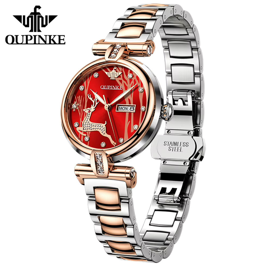 OUPINKE Armbanduhr-Set, Automatik, Roségold, Keramik, Diamant, Damen - Bild 3