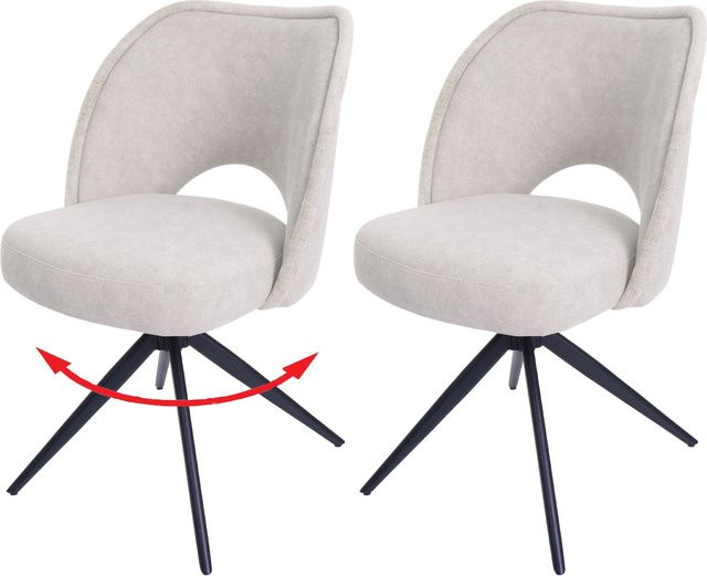 2er-Set MCW Esszimmerstuhl N72 in Beige, drehbar mit Auto-Return Funktion, Polsterstuhl aus Stoff mit Öko-Tex Zertifizierung - Bild 1
