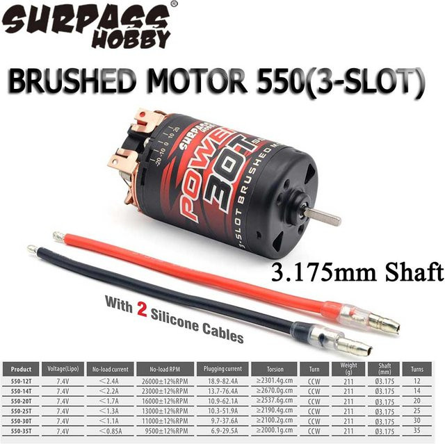 SURPASS HOBBY 550 3-Slot-Bürstenmotor, für 1:10 Traxxas SCX10 RC Crawler KM2 Modellauto - Bild 1