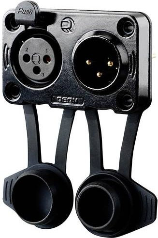Rean XLR-Steckverbinder Set mit Einbau-Stecker und Einbau-Buchse, 3-polig, Schwarz - Bild 1