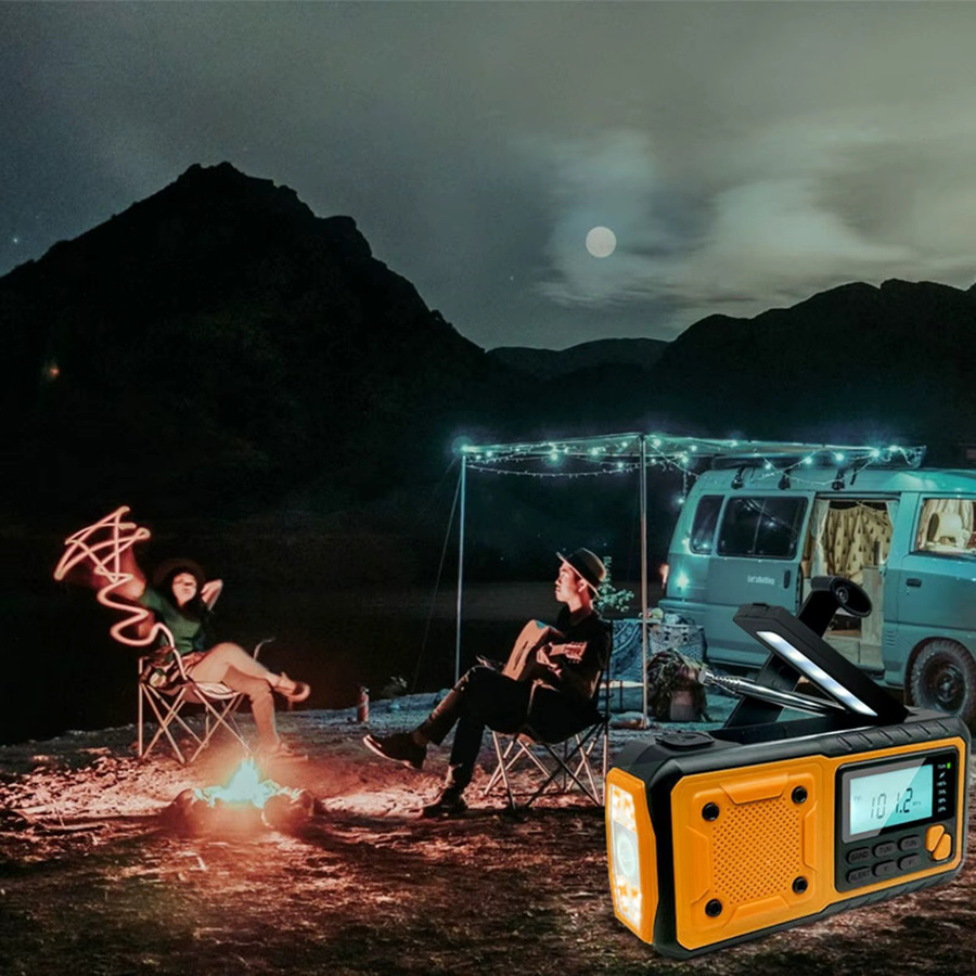 LOTOTG Tragbares Notfall-Solar-Radio mit Handkurbel und LED-Taschenlampe in Orange, AM/FM Wetterradio mit Powerbank und Telefon-Ladegerät - Bild 6