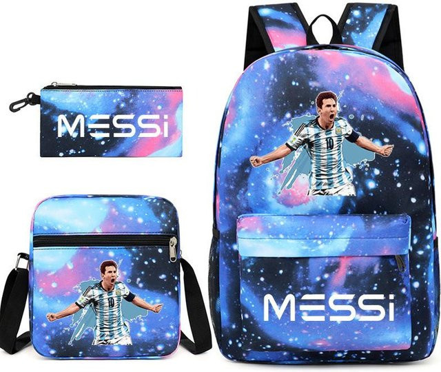 3-teiliges Schulrucksack-Set für Schüler aus Oxford-Stoff mit Schultasche, Schultergurt und Federmäppchen in Multicolour - Bild 1