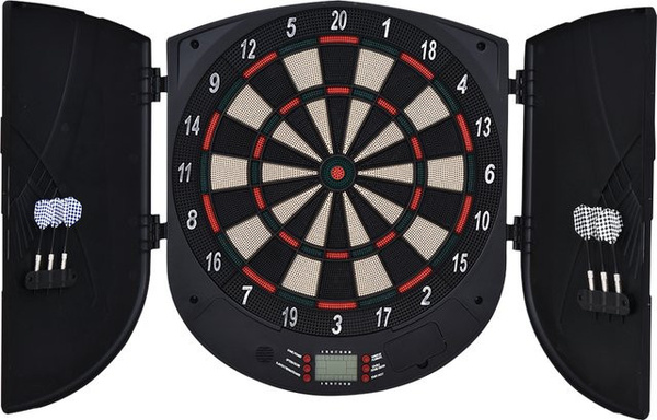 HOMCOM Elektronische Dartscheibe mit Tür, Soundeffekte, automatische Wertung, 26 Spiele, 185 Trefferoptionen, für bis zu 8 Spieler