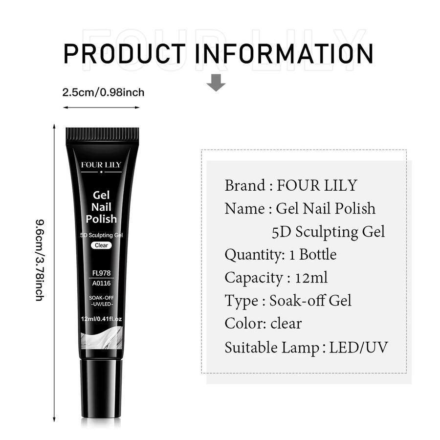 Four Lily 5D Modellier-Gel Nagellack, Glänzend, 12 ml - Bild 5