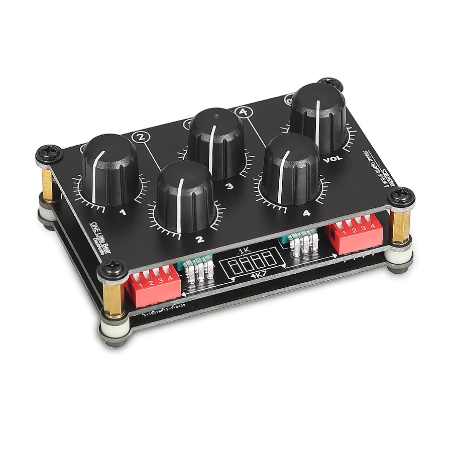 Nobsound Mini 4-Kanal Stereo Line Mixer Passives Analoges Audio-Mischpult in Schwarz für Live-Studio-Aufnahmen - Bild 2