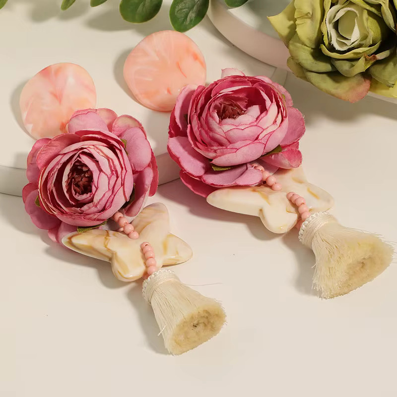 Statement-Ohrringe, Blumen und Quasten, Bunt, Damen und Mädchen - Bild 2