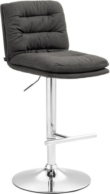 DELUKE Barhocker TURIN Dunkelgrau mit Lehne aus Stoff und Chrom-Gestell, B/T/H: 42 x 56 x 116 cm - Bild 1