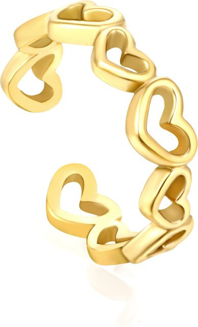 LUXUSTEEL Herz-Hohlring, Edelstahl, Gold, Kinder - Bild 1
