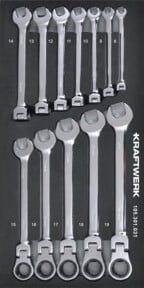 Kraftwerk Gelenk-Ring-Ratschen Satz 12-teilig aus Chrome Vanadium in Silber mit 20x40 Einlage - Bild 1