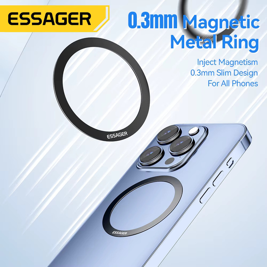 Essager 2er-Set magnetische Metallringe in Schwarz für iPhone 16 15 14 13 Pro Max Plus und kompatible Geräte wie Samsung oder Xiaomi zur Nutzung mit MagSafe kabellosen Ladeplatten - Bild 2