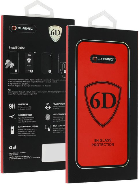 OEM Displayschutzfolie aus gehärtetem Glas für Samsung Galaxy A07 4G A075, A06 A065 und A05 A055, Full Glue 6D, Schwarz - Bild 1