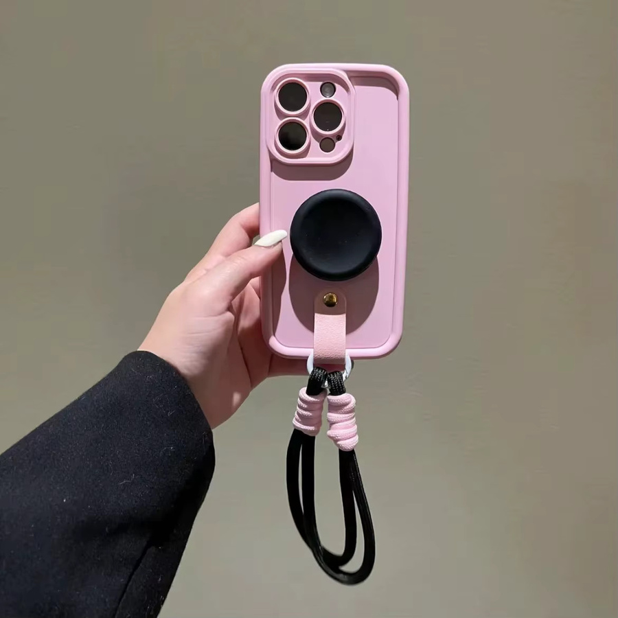 Tobebest Silikonhülle für iPhone mit Lanyard-Handgelenkschlaufe und Ständer in Grün und Pink - Bild 4