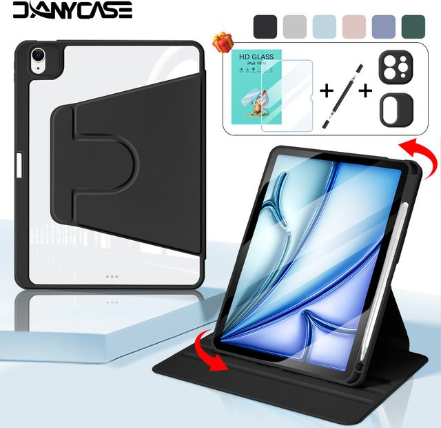 DANYCASE iPad Hülle mit Displayschutz und Stylus-Stift für iPad Air 11 M2 M3 M4 und iPad Air 10.9 Air 4 10 in Schwarz oder Pink - Bild 1