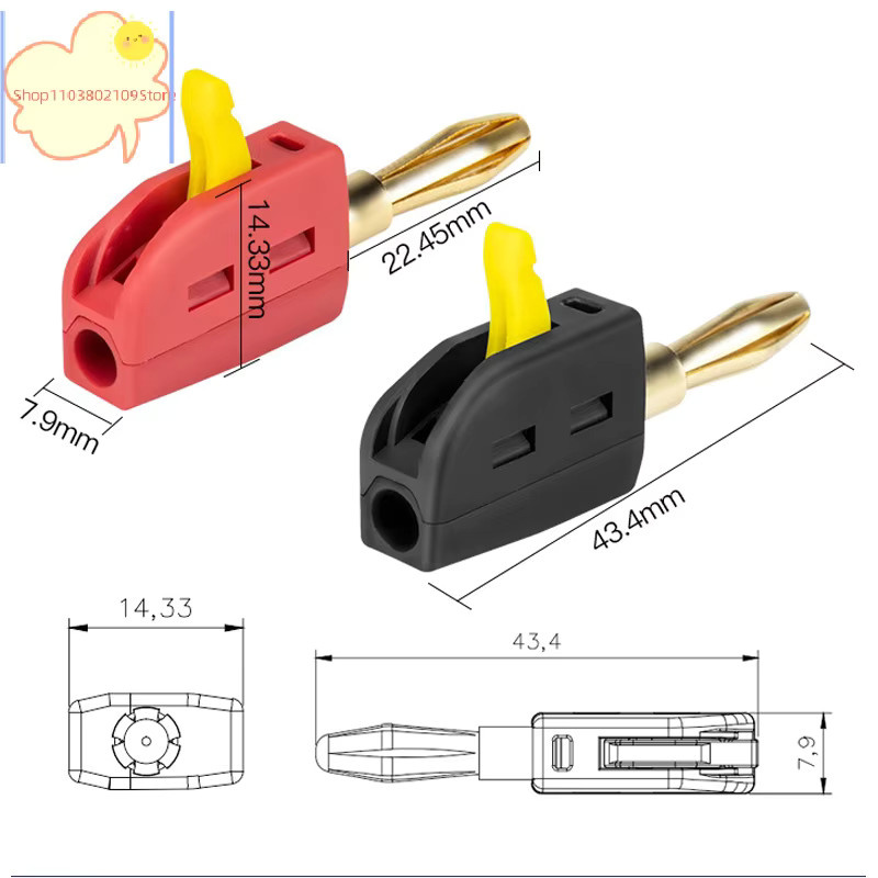 eelhoe Hochstrom-Schnellverbinder Bananenstecker 32A 4mm vergoldet in Gold und Schwarz - Bild 2