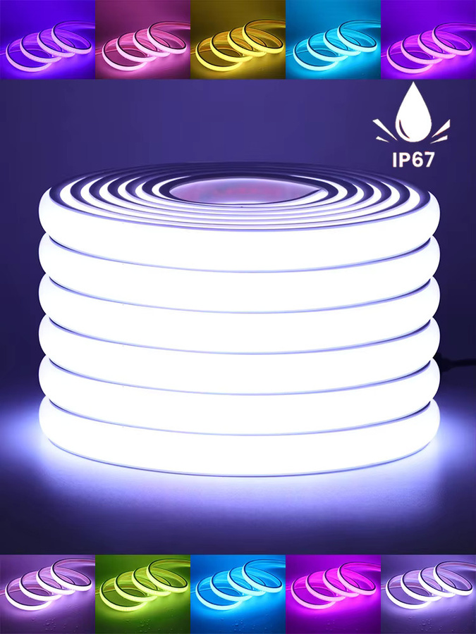 HEGEHE RGB COB Neonstreifen in Multicolour, IP67 Wasserdicht, flexibler Silikonschlauch mit 576 LEDs/m für die Dekorbeleuchtung von Haus und Garten - Bild 7