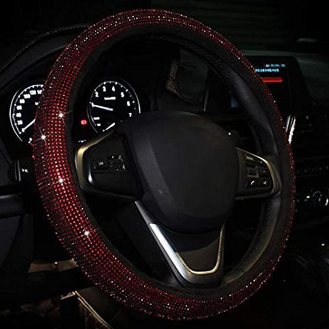 DIYelecs Auto-Lenkradbezug 15 Zoll in Red Diamond, glänzend und rutschfest - Bild 1