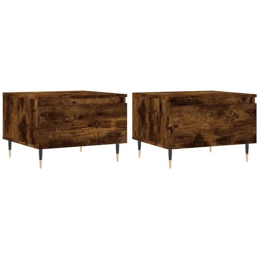 vidaXL Couchtisch-Set aus 2 Stück in Räuchereiche, modern und quadratisch, B/T/H: 50 x 46 x 35 cm - Bild 2