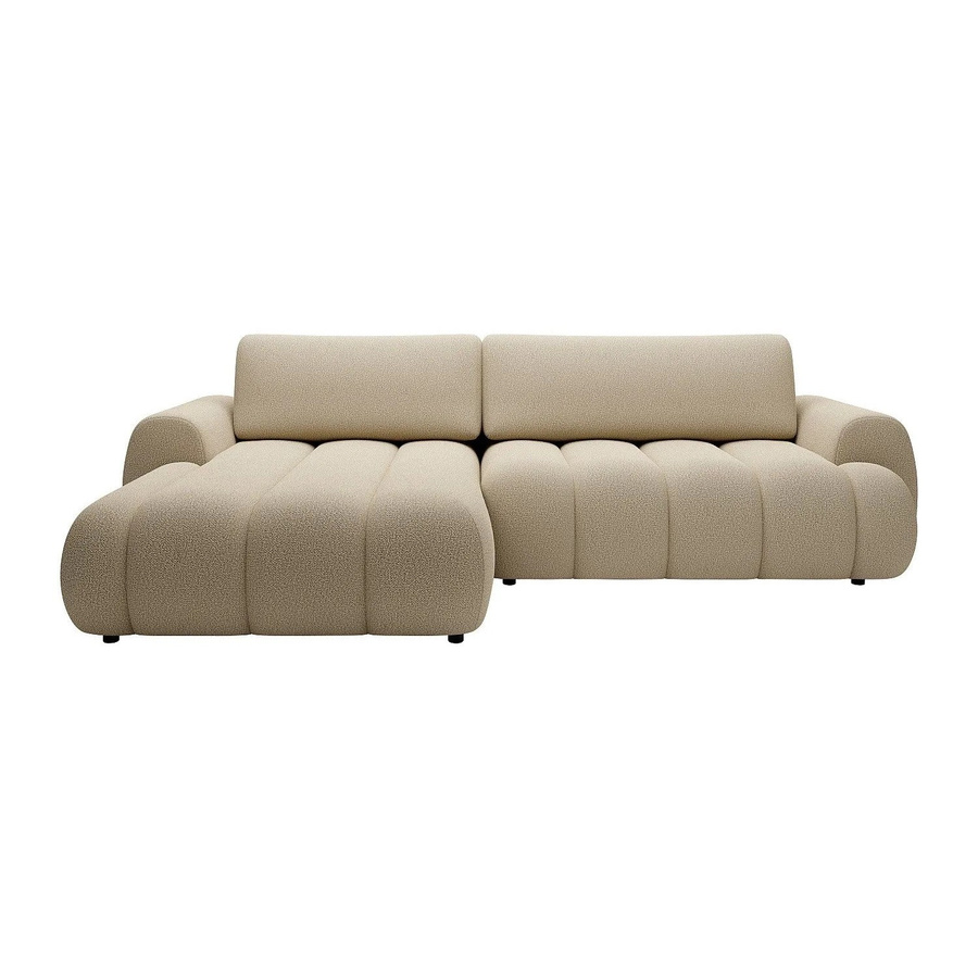 Vente-unique Schlafsofa Fridora in Beige mit L-Form und Stoffbezug - Bild 2