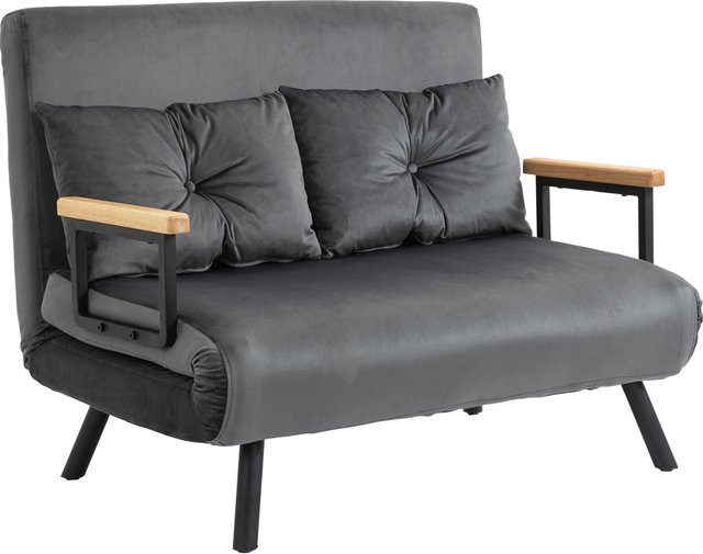 HOMCOM Schlafsofa mit Bettfunktion und Samtoptik in Dunkelgrau, B/T/H: 102 x 73 x 81 cm - Bild 1