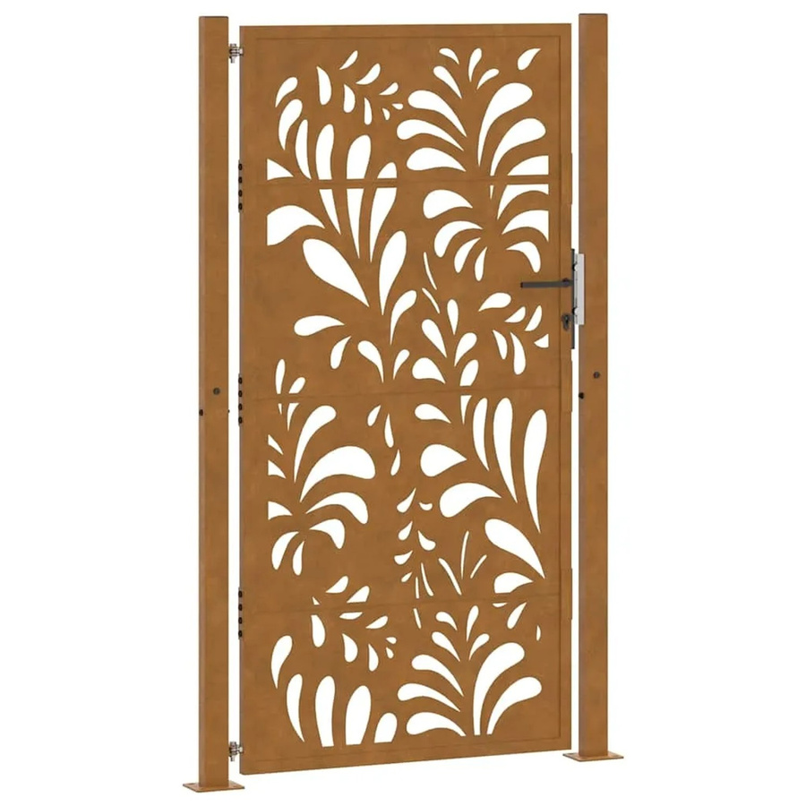 vidaXL Gartentor aus Verwitterungsstahl in Braun mit Wellendesign, B/H: 110 x 180 cm - Bild 2