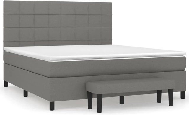 vidaXL Boxspringbett mit Matratze Hybrid-Design in Grau und Weiß, B/T/H: 180 x 200 x 30 cm - Bild 1