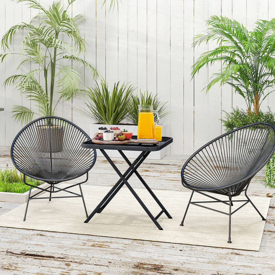 Outsunny Gartentisch klappbar aus Stahl in Schwarz, wetterfester Esstisch für Garten und Terrasse mit Ausschnitt-Design, B/T/H: 70 x 70 x 72 cm - Bild 2