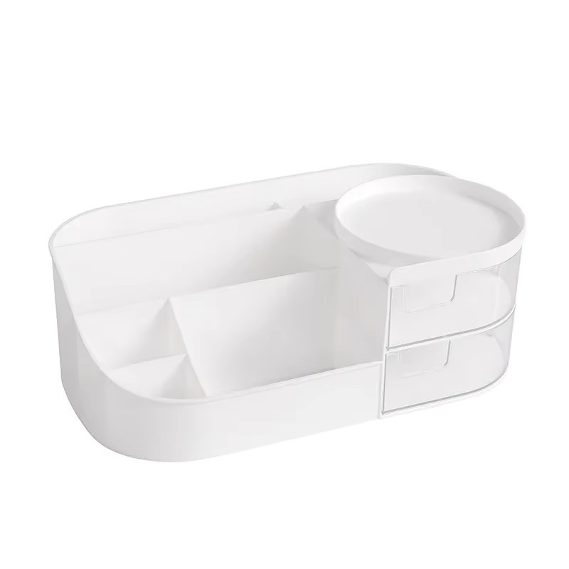 Kosmetik-Aufbewahrungsbox in Weiß mit Schubladen als Organizer für Make-up und Nagellack, B/T/H: 26,5 x 26,5 x 14,5 cm - Bild 2