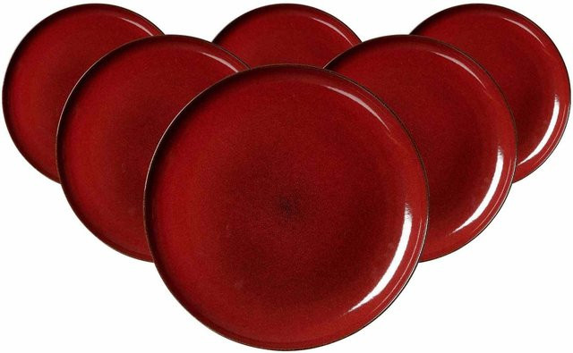 Ritzenhoff & Breker Speiseteller Gambia Dinner Plate aus Stoneware, Farbe: Rot, 6er Set, Durchmesser: 27,5 cm - Bild 1