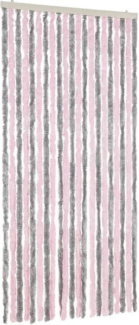 vidaXL Fliegenvorhang aus Chenille in Silbergrau und Rosa, B/H: 90 x 220 cm - Bild 1