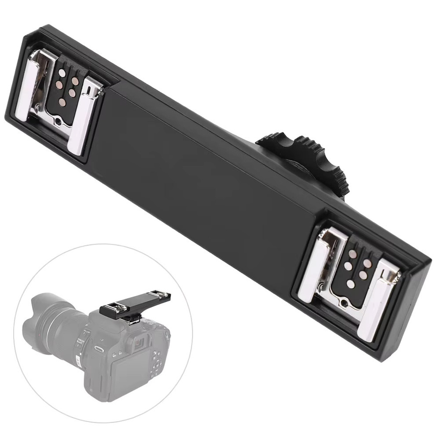 Aramox Dual-Blitzschuh-Splitter für SLR-Kameras und Camcorder in Schwarz - Bild 2