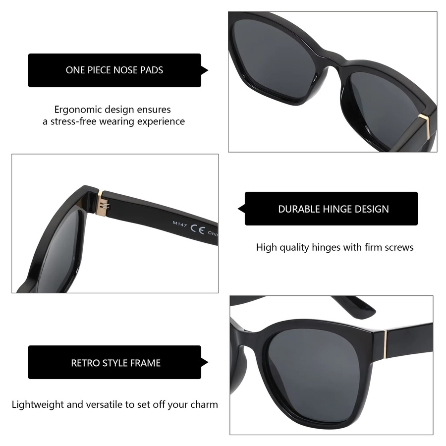 BLUEMOKY Sonnenbrille Cateye, Vollrand, Schwarz, Kunststoff, Damen, polarisiert - Bild 3