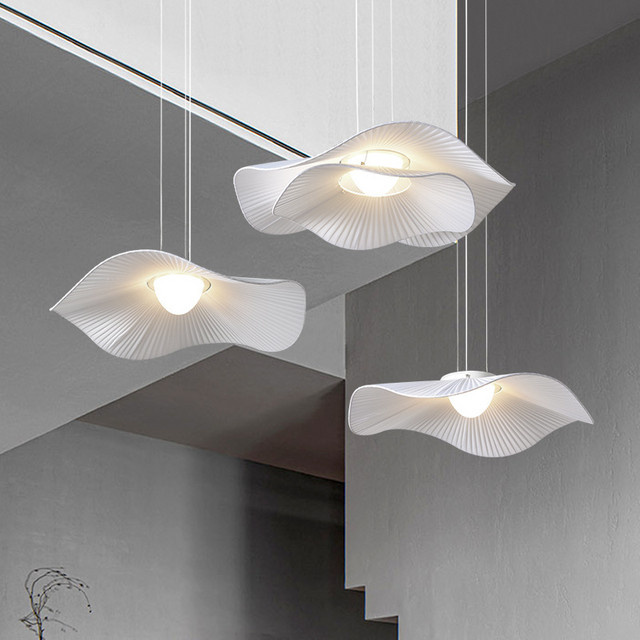 HomeLover LED Pendelleuchte in Blumenform im Nordic Stil aus Stoff in Beige oder Weiß - Bild 1