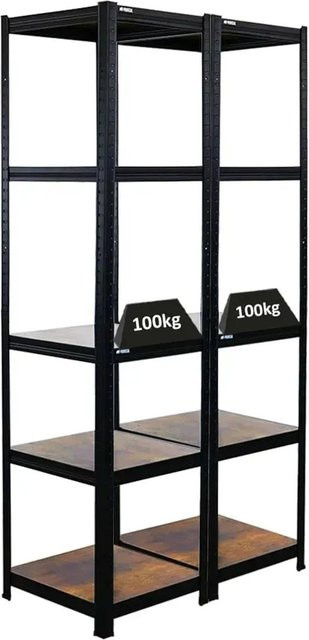 PROREGAL Wohnregal Ragnar Set 2er Pack in Vintagebraun-Schwarz mit verstellbaren Fachböden, H x B x T: 180 x 45 x 45 cm - Bild 1